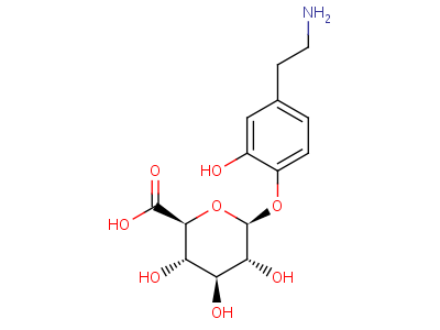 (2S,3S,4S,5R,6S)-6-[4-(2-氨基乙基)-2-羥基苯氧基]-3,4,5-三羥基四氫吡喃-2-羧酸結(jié)構(gòu)式,38632-24-5結(jié)構(gòu)式