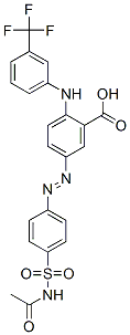Benzoic acid, 5-[[4-[(acetylamino)sulfonyl]phenyl]azo]-2-[[3-(trifluoromethyl)phenyl]amino]-(9ci) Structure,110679-69-1Structure