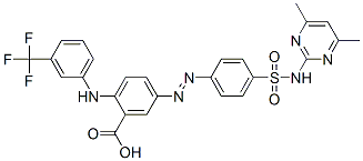 Benzoic acid, 5-[[4-[[(4,6-dimethyl-2-pyrimidinyl)amino]sulfonyl]phenyl]azo]-2-[[3-(trifluoromethyl)phenyl]amino]-(9ci) Structure,110679-71-5Structure
