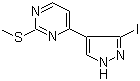 Pyrimidine, 4-(3-iodo-1H-pyrazol-4-yl)-2-(methylthio)-Structure,1111638-74-4Structure Pyrimidine, 4-(3-iodo-1H-pyrazol-4-yl)-2-(methylthio)- Structure,1111638-74-4Structure