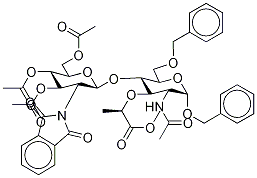 Benzyl 4-o-(2-(1,3-dihydro-1,3-dioxo-2h-isoindol-2-yl)-2-deoxy-3,4,6-tri-o-acetyl-beta-d-glucopyranosl)-n-acetyl-alpha-d-muramic acid methyl esterStructure,112289-92-6Structure Benzyl 4-o-(2-(1,3-dihydro-1,3-dioxo-2h-isoindol-2-yl)-2-deoxy-3,4,6-tri-o-acetyl-beta-d-glucopyranosl)-n-acetyl-alpha-d-muramic acid methyl ester Structure,112289-92-6Structure