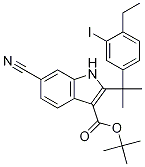 Tert-butyl 6-cyano-2-(2-(4-ethyl-3-iodophenyl)propan-2-yl)-1h-indole-3-carboxylate Structure,1256584-75-4Structure