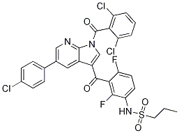 N-[3-[[5-(4-氯苯基)-1-(2,6-二氯苯甲?；?-1H-吡咯并[2,3-b]吡啶-3-基]羰基]-2,4-二氟苯基]-1-丙烷磺酰胺結(jié)構(gòu)式_1262985-23-8結(jié)構(gòu)式