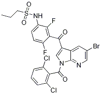 N-[3-[[5-溴-1-(2,6-二氯苯甲?；?-1H-吡咯并[2,3-b]吡啶-3-基]羰基]-2,4-二氟苯基]-1-丙烷磺酰胺結(jié)構(gòu)式_1262985-24-9結(jié)構(gòu)式