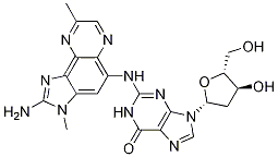 N-(2-氨基-3,8-二甲基咪唑并[4,5-f]喹喔啉-5-基)2’-脫氧鳥(niǎo)苷結(jié)構(gòu)式_142038-30-0結(jié)構(gòu)式