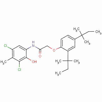 N-(3,5-二氯-2-羥基-4-甲基苯基)-2-(2,4-二叔戊基苯氧基)-乙酰胺結(jié)構(gòu)式_20364-09-4結(jié)構(gòu)式