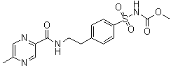 4-[β-(5-甲基吡嗪-2-羧酰胺)乙基]苯磺酰胺氨基甲酸甲酯結(jié)構(gòu)式_33288-74-3結(jié)構(gòu)式
