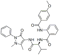 (9ci)-n-[(1s)-1-[[(2,3-二氫-1,5-二甲基-3-氧代-2-苯基-1H-吡唑-4-基)氨基]羰基]-2-甲基丙基]-2-[(4-甲氧基苯甲?；?氨基]-苯甲酰胺結(jié)構(gòu)式_471259-67-3結(jié)構(gòu)式