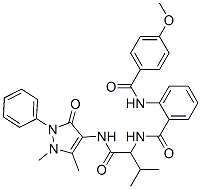 (9ci)-n-[1-[[(2,3-二氫-1,5-二甲基-3-氧代-2-苯基-1H-吡唑-4-基)氨基]羰基]-2-甲基丙基]-2-[(4-甲氧基苯甲?；?氨基]-苯甲酰胺結(jié)構(gòu)式_485810-18-2結(jié)構(gòu)式