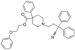 1-(3-Cyano-3,3-diphenylpropyl)-4-phenyl-4-piperidinecarboxylic acid 2-phenoxyethyl esterStructure,54063-45-5Structure 1-(3-Cyano-3,3-diphenylpropyl)-4-phenyl-4-piperidinecarboxylic acid 2-phenoxyethyl ester Structure,54063-45-5Structure