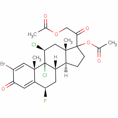 2-Bromo-9,11beta-dichloro-6beta-fluoro-17,21-dihydroxypregna-1,4-diene-3,20-dione 17,21-di(acetate)Structure,57781-16-5Structure 2-Bromo-9,11beta-dichloro-6beta-fluoro-17,21-dihydroxypregna-1,4-diene-3,20-dione 17,21-di(acetate) Structure,57781-16-5Structure