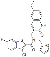 Benzo[b]thiophene-2-carboxamide, 3-chloro-n-[(6-ethyl-1,2-dihydro-2-oxo-3-quinolinyl)methyl]-6-fluoro-n-(2-furanylmethyl)-(9ci) Structure,579450-33-2Structure
