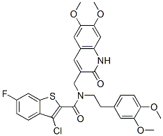 (9ci)-3-氯-n-[(1,2-二氫-6,7-二甲氧基-2-氧代-3-喹啉)甲基]-n-[2-(3,4-二甲氧基苯基)乙基]-6-氟-苯并[b]噻吩-2-羧酰胺結構式_579516-68-0結構式