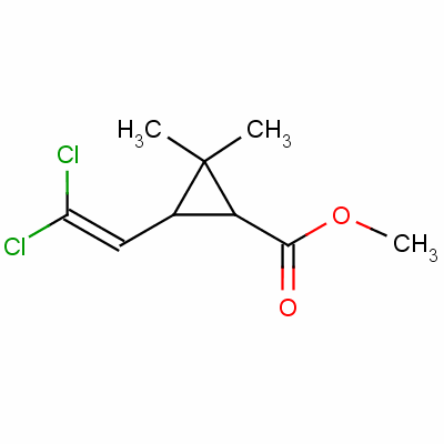 反式-3-(2,2-二氯乙烯基)-2,2-二甲基環(huán)丙烷羧酸甲酯結構式_59897-94-8結構式