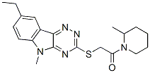 (9ci)-1-[[(8-乙基-5-甲基-5H-1,2,4-噻嗪并[5,6-b]吲哚-3-基)硫代]乙?；鵠-2-甲基-哌啶結(jié)構(gòu)式_603946-75-4結(jié)構(gòu)式