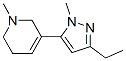 Pyridine, 3-(3-ethyl-1-methyl-1h-pyrazol-5-yl)-1,2,5,6-tetrahydro-1-methyl-(9ci)Structure,622403-68-3Structure Pyridine, 3-(3-ethyl-1-methyl-1h-pyrazol-5-yl)-1,2,5,6-tetrahydro-1-methyl-(9ci) Structure,622403-68-3Structure