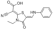 2-Cyano-2-(3-ethyl-4-oxo-5-((phenylamino)methylene)thiazolidin-2-ylidene)aceticacidStructure,623550-69-6Structure 2-Cyano-2-(3-ethyl-4-oxo-5-((phenylamino)methylene)thiazolidin-2-ylidene)aceticacid Structure,623550-69-6Structure