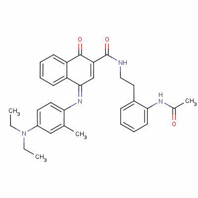 N-[2-[2-(乙?；被?苯基]乙基]-4-[[4-(二乙基氨基)-2-甲基苯基]亞氨基]-1,4-二氫-1-氧代萘-2-羧酰胺結(jié)構(gòu)式_63059-58-5結(jié)構(gòu)式