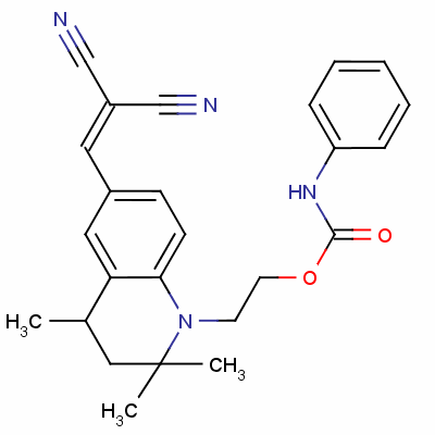 2-[6-(2,2-二氰基乙烯基)-1,2,3,4-四氫-2,2,4-三甲基喹啉-1-基]乙基苯氨甲酸酯結(jié)構(gòu)式_63467-19-6結(jié)構(gòu)式