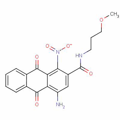 4-Amino-9,10-dihydro-n-(3-methoxypropyl)-1-nitro-9,10-dioxoanthracene-2-carboxamideStructure,63589-26-4Structure 4-Amino-9,10-dihydro-n-(3-methoxypropyl)-1-nitro-9,10-dioxoanthracene-2-carboxamide Structure,63589-26-4Structure