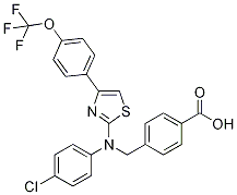 4-(((4-Chlorophenyl)(4-(4-(trifluoromethoxy)phenyl)thiazol-2-yl)amino)methyl)benzoicacidStructure,643012-93-5Structure 4-(((4-Chlorophenyl)(4-(4-(trifluoromethoxy)phenyl)thiazol-2-yl)amino)methyl)benzoicacid Structure,643012-93-5Structure