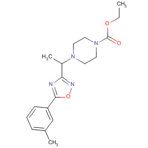 Ethyl 4-(1-(5-m-tolyl-1,2,4-oxadiazol-3-yl)ethyl)piperazine-1-carboxylateStructure,657423-99-9Structure Ethyl 4-(1-(5-m-tolyl-1,2,4-oxadiazol-3-yl)ethyl)piperazine-1-carboxylate Structure,657423-99-9Structure