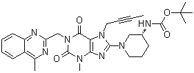 Tert-butyl ((3s)-1-(7-(but-2-yn-1-yl)-3-methyl-1-((4-methylquinazolin-2-yl)methyl)-2,6-dioxo-2,3,4,5,6,7-hexahydro-1h-purin-8-yl)piperidin-3-yl)carbamateStructure,668273-75-4Structure Tert-butyl ((3s)-1-(7-(but-2-yn-1-yl)-3-methyl-1-((4-methylquinazolin-2-yl)methyl)-2,6-dioxo-2,3,4,5,6,7-hexahydro-1h-purin-8-yl)piperidin-3-yl)carbamate Structure,668273-75-4Structure
