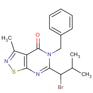 5-芐基-6-(1-溴-2-甲基-丙基)-3-甲基-5H-異噻唑并[5,4-d]嘧啶-4-酮結(jié)構(gòu)式_758722-03-1結(jié)構(gòu)式
