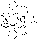 Dichloro(1,1-bis(diphenylphosphino)ferrocene)palladium(ii) acetone adductStructure,851232-71-8Structure Dichloro(1,1-bis(diphenylphosphino)ferrocene)palladium(ii) acetone adduct Structure,851232-71-8Structure