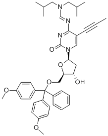 5’-O-(dimethoxytrityl)-n4-(diisobutylamino)methylidene-5-(1-propynyl)-2’-deoxycytidineStructure,869355-42-0Structure 5’-O-(dimethoxytrityl)-n4-(diisobutylamino)methylidene-5-(1-propynyl)-2’-deoxycytidine Structure,869355-42-0Structure