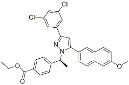 (S)-4-(1-(3-(3,5-二氯苯基)-5-(6-甲氧基萘-2-基)-1H-吡唑-1-基)乙基)苯甲酸乙酯結構式_870823-10-2結構式