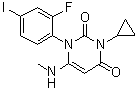 3-Cyclopropyl-1-(2-fluoro-4-iodophenyl)-6-(methylamino)pyrimidine-2,4(1h,3h)-dioneStructure,871700-22-0Structure 3-Cyclopropyl-1-(2-fluoro-4-iodophenyl)-6-(methylamino)pyrimidine-2,4(1h,3h)-dione Structure,871700-22-0Structure
