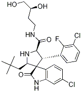 Spiro[3h-indole-3,3’-pyrrolidine]-5’-carboxamide, 6-chloro-4’-(3-chloro-2-fluorophenyl)-n-[(3s)-3,4-dihydroxybutyl]-2’-(2,2-dimethylpropyl)-1,2-dihydro-2-oxo-, (2’r,3s,4’s,5’r)- Structure,908027-40-7Structure