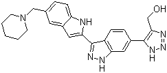 (5-(3-(5-(Piperidin-1-ylmethyl)-1h-indol-2-yl)-1h-indazol-6-yl)-1h-1,2,3-triazol-4-yl)methanolStructure,916767-35-6Structure (5-(3-(5-(Piperidin-1-ylmethyl)-1h-indol-2-yl)-1h-indazol-6-yl)-1h-1,2,3-triazol-4-yl)methanol Structure,916767-35-6Structure
