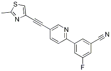 3-氟-5-(5-((2-甲基噻唑-4-基)乙炔)吡啶-2-基)苯甲腈結構式_935685-90-8結構式
