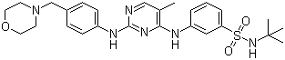 N-叔丁基-3-(5-甲基-2-(4-(嗎啉甲基)苯基氨基)嘧啶-4-基氨基)苯磺酰胺結(jié)構(gòu)式_936091-15-5結(jié)構(gòu)式