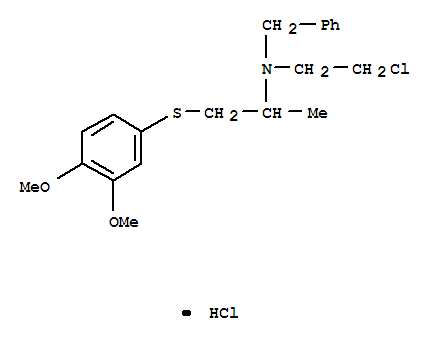 N-(2-氯乙基)-n-[2-[(3,4-二甲氧基苯基)硫代]-1-甲基乙基]苯甲胺鹽酸鹽結(jié)構(gòu)式_102166-62-1結(jié)構(gòu)式