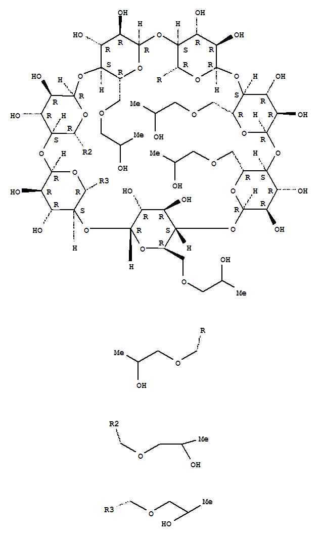6A,6B,6C,6D,6E,6F,6G-七-O-(2-羥基丙基)-beta-環(huán)糊精結(jié)構(gòu)式_107745-73-3結(jié)構(gòu)式
