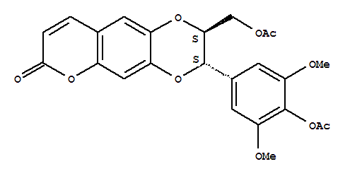 反式-3-[4-(乙?；趸?-3,5-二甲氧基苯基]-2-[(乙?；趸?甲基]-2,3-二氫-7H-吡喃并[2,3-G]-1,4-苯并二氧雜環(huán)己-7-酮結(jié)構(gòu)式_121700-27-4結(jié)構(gòu)式