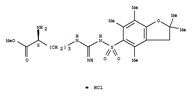 甲基N<sup>5</sup>-{N-[(2,2,4,6,7-五甲基-2,3-二氫-1-苯并呋喃-5-基)磺?；鵠甲脒基}-L-鳥氨酰i噻吩基n酸酯鹽酸鹽(1:1)結構式_257288-19-0結構式