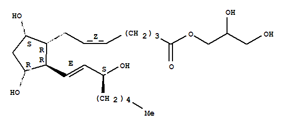 (5Z,9alpha,11alpha,13e,15s)-9,11,15-trihydroxy-prosta-5,13-dien-1-oic acid 2,3-dihydroxypropyl esterStructure,43042-79-1Structure (5Z,9alpha,11alpha,13e,15s)-9,11,15-trihydroxy-prosta-5,13-dien-1-oic acid 2,3-dihydroxypropyl ester Structure,43042-79-1Structure