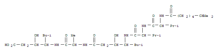 (3S,4s)-4-[[[(3s,4s)-4-[[n-(6-甲基-1-氧代庚基)-l-val-l-val-]氨基]-3-羥基-6-甲基庚?；鵠-l-ala-]氨基]-3-羥基-6-甲基庚酸結(jié)構(gòu)式_53226-74-7結(jié)構(gòu)式