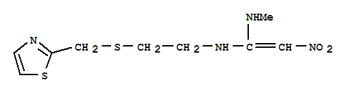N-甲基-n-[2-[[(噻唑-2-基)甲基]硫代]乙基]-2-硝基-1,1-乙烯二胺結(jié)構(gòu)式_55485-04-6結(jié)構(gòu)式