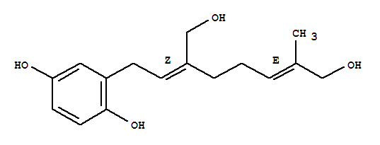 2-[(2Z,6E)-8-羥基-3-羥基甲基-7-甲基-2,6-辛二烯基]-1,4-苯二醇結(jié)構(gòu)式_63025-43-4結(jié)構(gòu)式