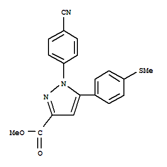 Methyl 1-(4-cyano-phenyl)-5-(4-methylsulfanyl-phenyl)-1h-pyrazole-3-carboxylateStructure,640727-98-6Structure Methyl 1-(4-cyano-phenyl)-5-(4-methylsulfanyl-phenyl)-1h-pyrazole-3-carboxylate Structure,640727-98-6Structure