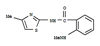 Benzamide, 2-(methylamino)-n-(4-methyl-2-thiazolyl)-(9ci)Structure,712309-16-5Structure Benzamide, 2-(methylamino)-n-(4-methyl-2-thiazolyl)-(9ci) Structure,712309-16-5Structure