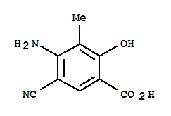 Benzoic acid, 4-amino-5-cyano-2-hydroxy-3-methyl-(9ci)Structure,72817-94-8Structure Benzoic acid, 4-amino-5-cyano-2-hydroxy-3-methyl-(9ci) Structure,72817-94-8Structure