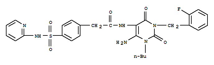  n-[6-氨基-1-丁基-3-[(2-氟苯基)甲基]-1,2,3,4-四氫-2,4-二氧代-5-嘧啶]-4-[(2-吡啶氨基)磺?；鵠-苯乙酰胺結(jié)構(gòu)式_748149-28-2結(jié)構(gòu)式