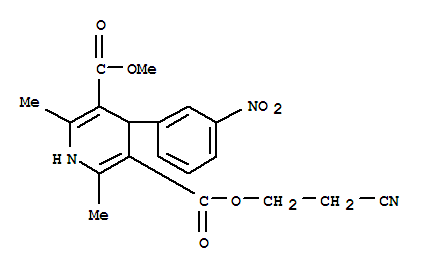 1,4-Dihydro-2,6-dimethyl-4-(3-nitrophenyl)-3,5-pyridinedicarboxylic acid 3-(2-cyanoethyl) 5-methyl esterStructure,75130-24-4Structure 1,4-Dihydro-2,6-dimethyl-4-(3-nitrophenyl)-3,5-pyridinedicarboxylic acid 3-(2-cyanoethyl) 5-methyl ester Structure,75130-24-4Structure