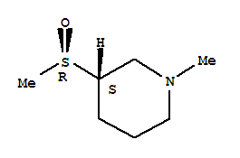 (r*,s*)-(9ci)-1-甲基-3-(甲基亞磺?；?-哌啶結(jié)構(gòu)式_757910-35-3結(jié)構(gòu)式
